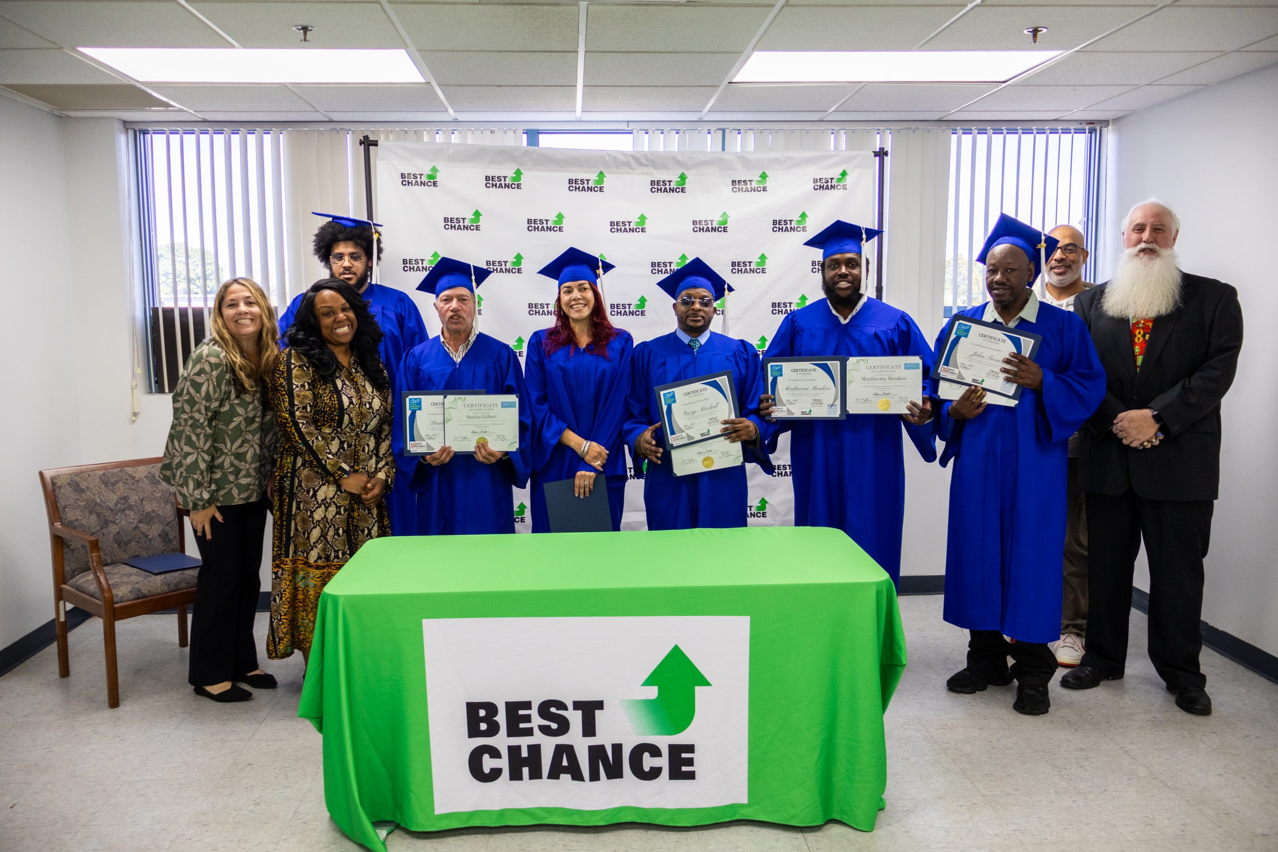Group of BEST Chance Graduates wearing caps and gowns at the STRIVE Job Readiness Program